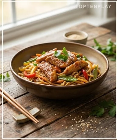 Nouilles Sautées au Poulet Caramélisé
