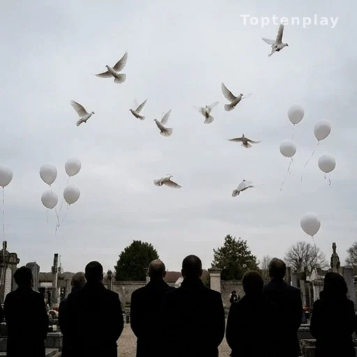 Lâcher de colombes blanches et ballons lors des obsèques de Lyhanna à Fleurance
