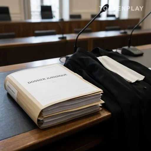 Dossier de justice et robe d'avocat sur bureau