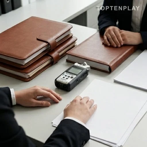 Dossier de justice examiné sur une table