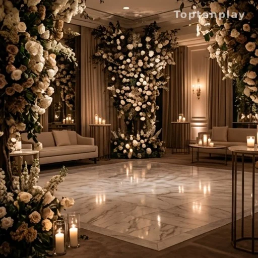 Salle de réception luxueuse décorée pour une soirée privée à plusieurs millions d'euros