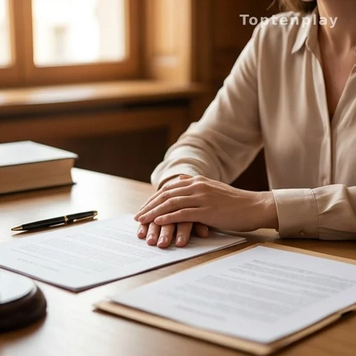Mains de femme sur bureau d'avocat, dépôt de plainte procédure judiciaire