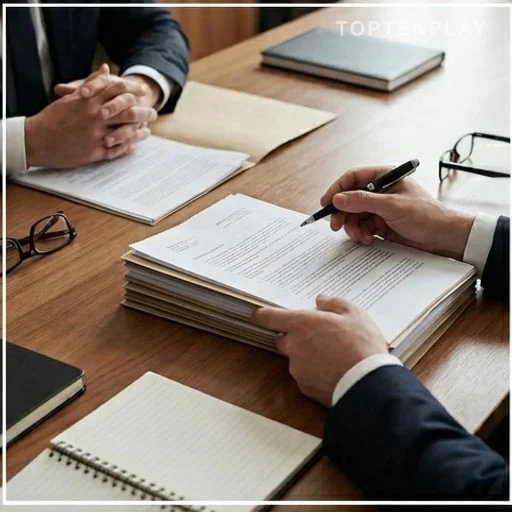 Mains d’avocat consultant un dossier pénal