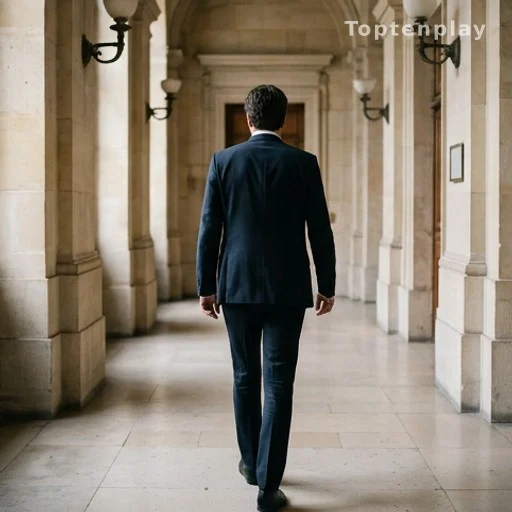 Avocat de dos dans un couloir de tribunal, défense dans une procédure judiciaire
