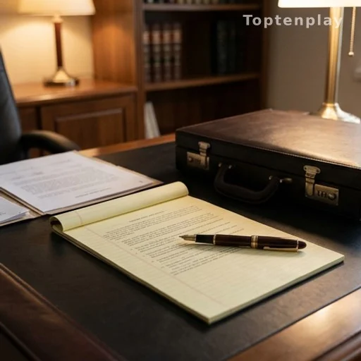 Bureau d'avocat avec dossiers juridiques, affaire de mise en examen