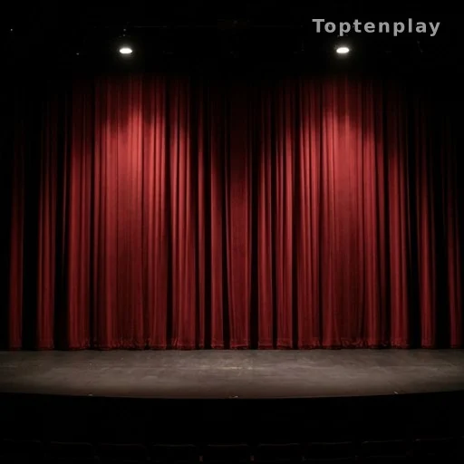 Scène de théâtre vide avec rideau fermé, représentations annulées