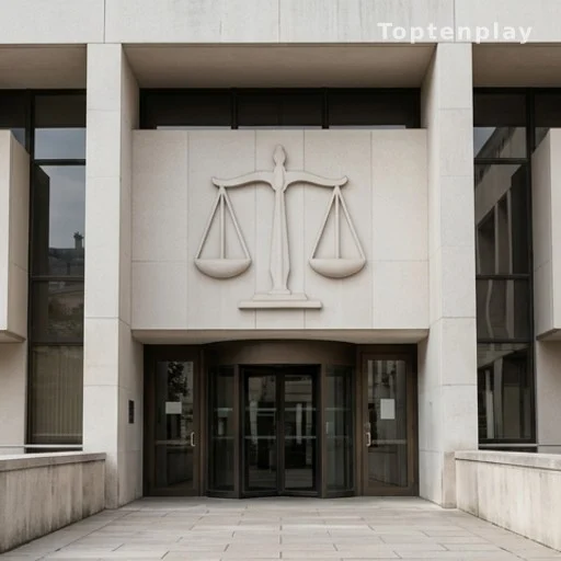 Entrée d'un palais de justice français, plainte pour viol affaire Bruel