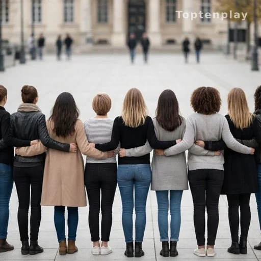 Femmes anonymes vues de dos en soutien aux victimes de violences sexuelles