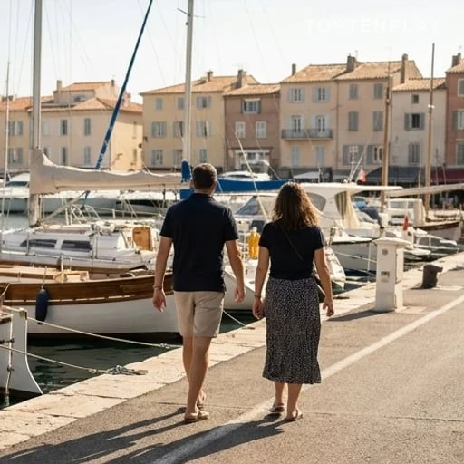 Deux silhouettes anonymes sur un port méditerranéen