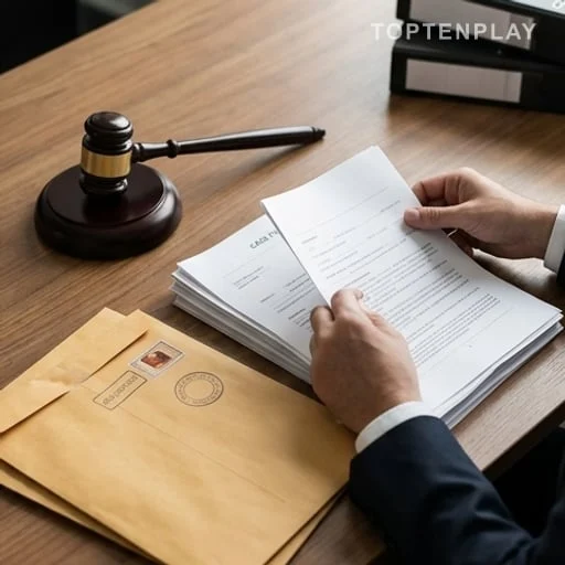 Dossier de justice et contrôle judiciaire sur une table