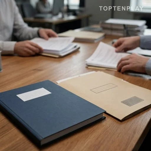 Dossier de justice posé sur un bureau d’avocat