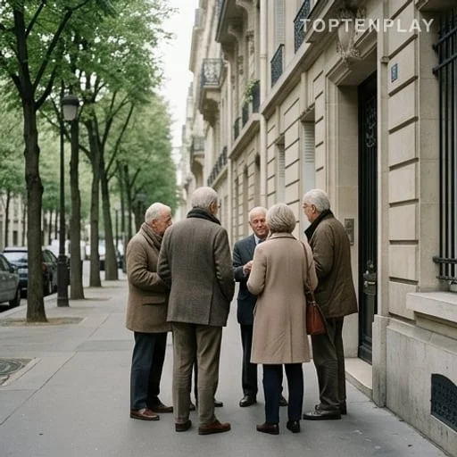 Voisins anonymes discutant devant un immeuble résidentiel