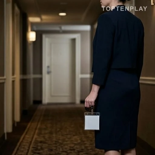 Hôtesse anonyme après une soirée judiciaire médiatisée