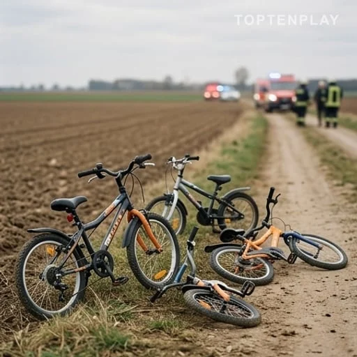 Vélos d’enfants près d’une route rurale