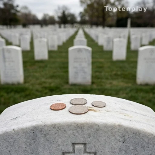Rangées de stèles blanches dans un cimetière militaire américain avec pièces