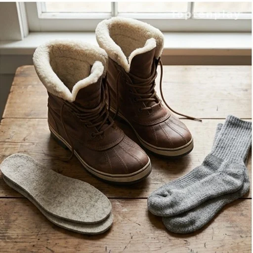 Chaussures d'hiver isolées et chaussettes thermiques pour protéger les pieds du froid