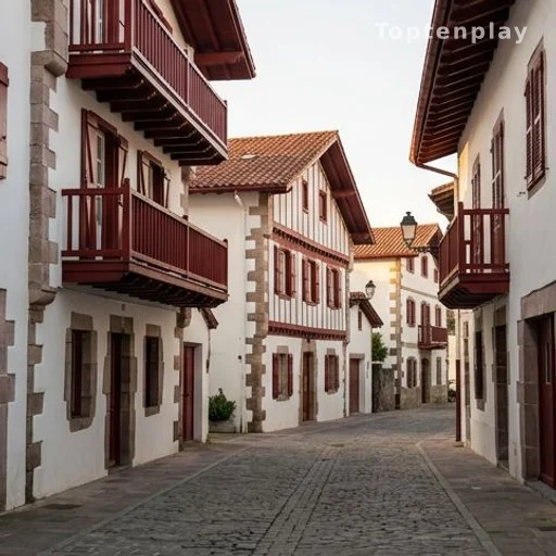 Rue calme de Biarritz avec architecture basque traditionnelle, lieu de refuge de Flavie Flament