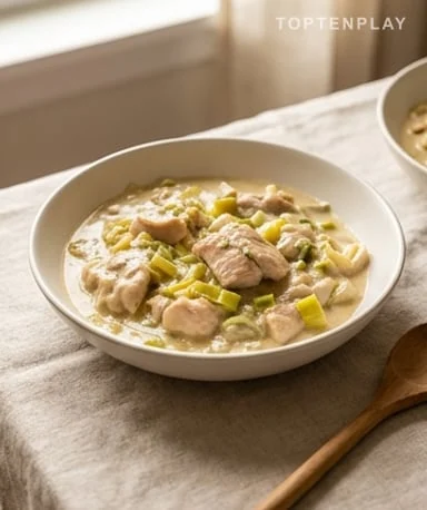 Poulet crémeux aux poireaux