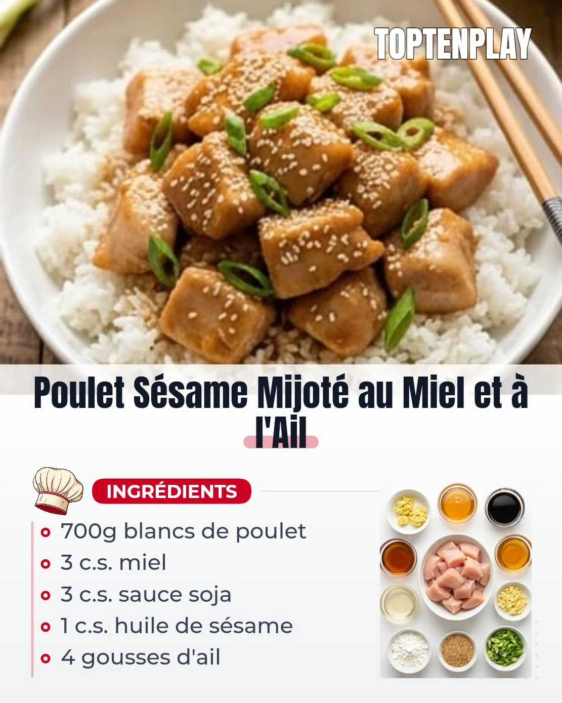 Poulet Sésame Mijoté au Miel et à l&rsquo;Ail