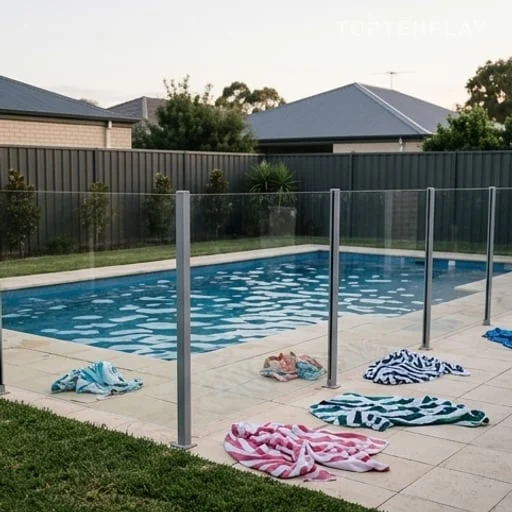 Piscine familiale sécurisée dans un jardin résidentiel