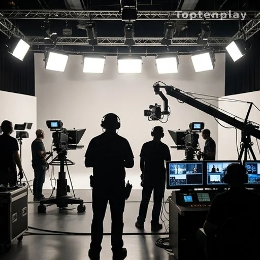 Équipe de production télévisée en coulisses lors d'une émission de flux