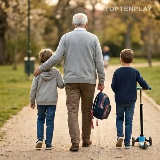 Promenade familiale après un accord de garde d’enfants