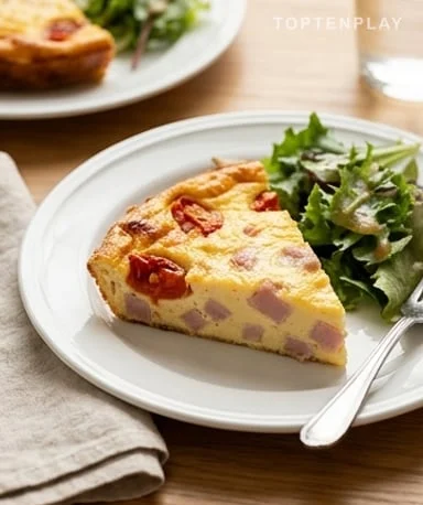 Quiche sans pâte au jambon et aux tomates