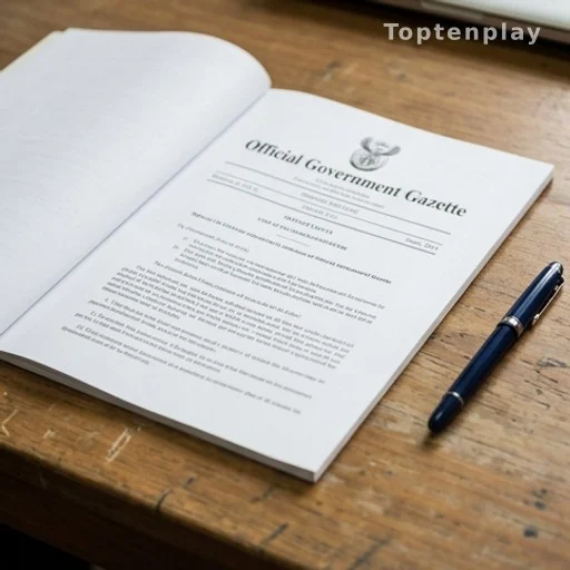 Journal officiel posé sur un bureau avec un décret sur la retraite anticipée