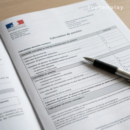 Document administratif de calcul de trimestres de retraite avec stylo