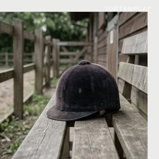 Casque d’équitation lié au récit de violence