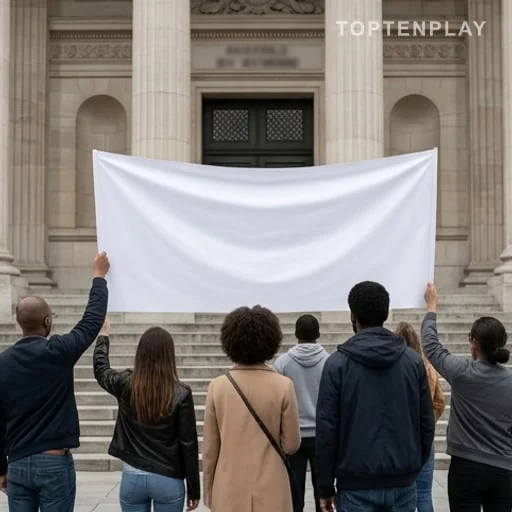 Rassemblement anonyme devant un palais de justice