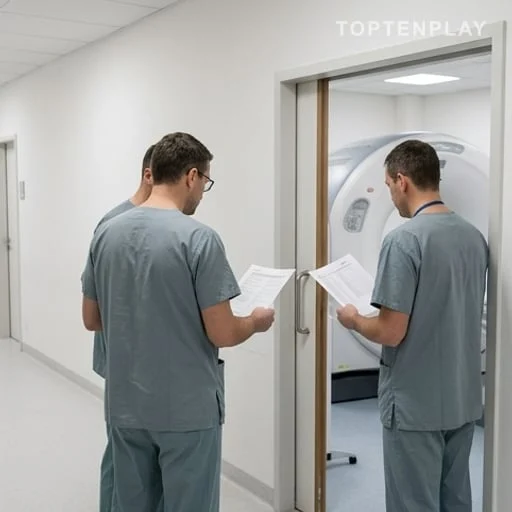Couloir médical et soins médicaux après un scanner
