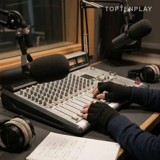 Studio radio évoquant l’échange avec Apolline de Malherbe