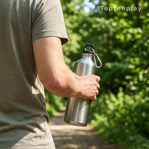 Gourde d'eau fraîche à la main pour s'hydrater régulièrement en été