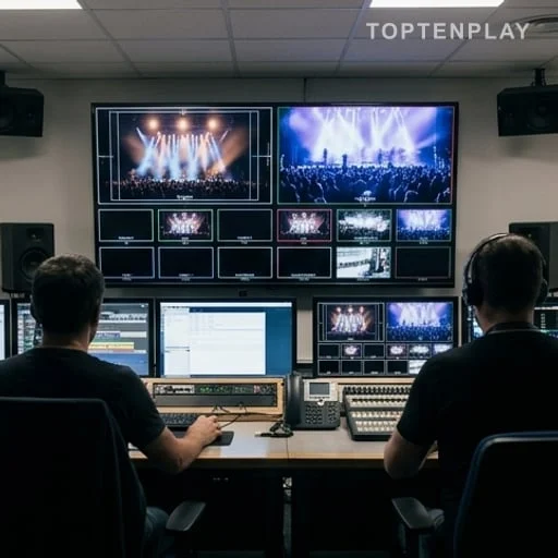 Régie télé suivant les audiences TV du concert