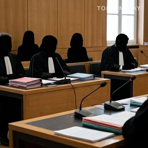 Audience de justice avec avocats et dossiers