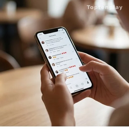 Main tenant un smartphone avec un commentaire affectueux sur les réseaux sociaux
