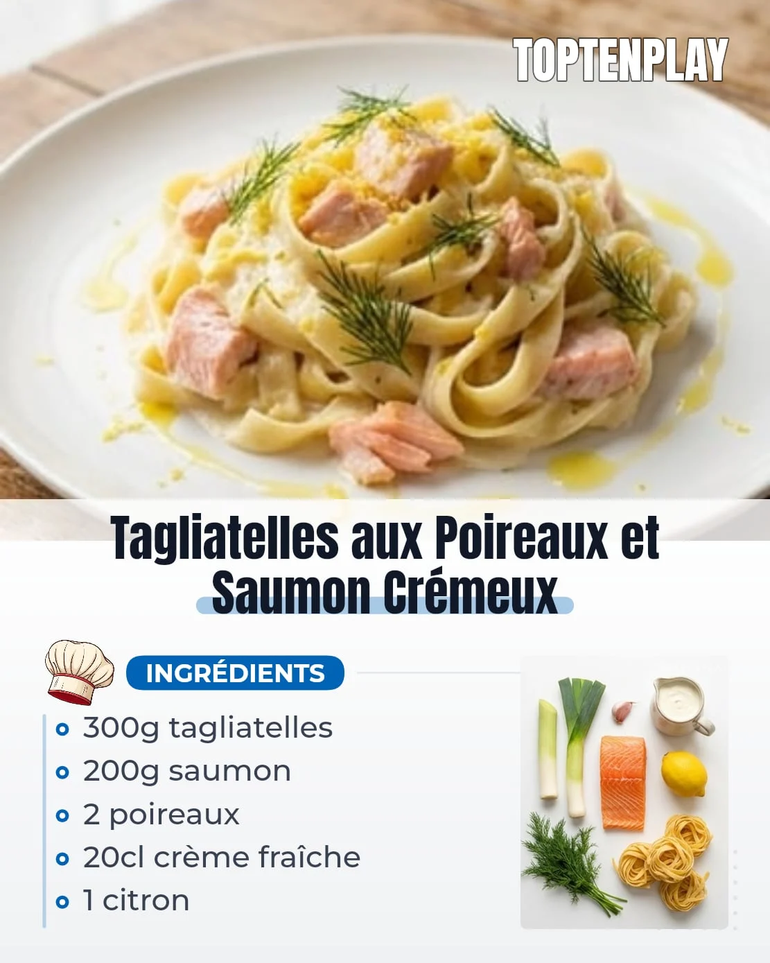 Tagliatelles aux Poireaux et Saumon Crémeux
