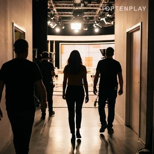 Silhouette de chroniqueuse dans les coulisses télé