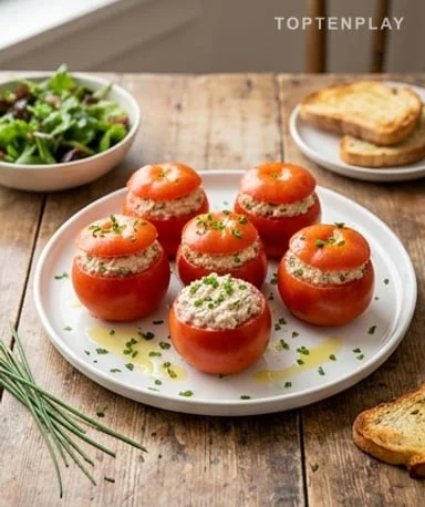Tomates farcies au thon et fromage frais