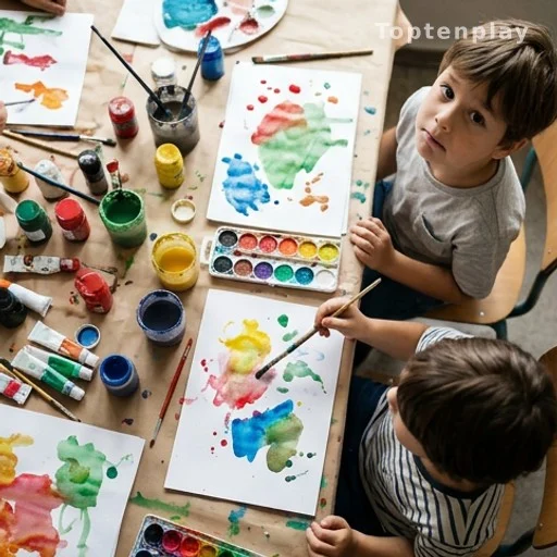 Enfants faisant de la peinture, étiquettes identitaires et parentalité