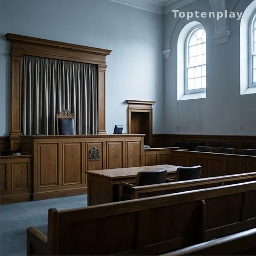 Salle d'audience d'un tribunal britannique lors d'un procès pour meurtre en prison