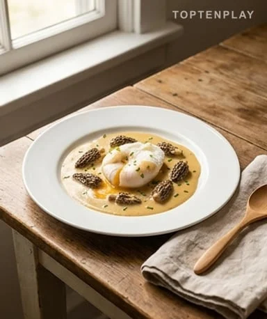 Poached Eggs with Morel Cream