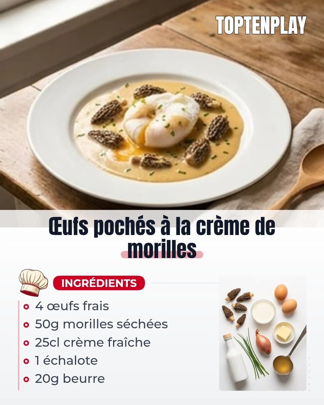 Œufs pochés à la crème de morilles