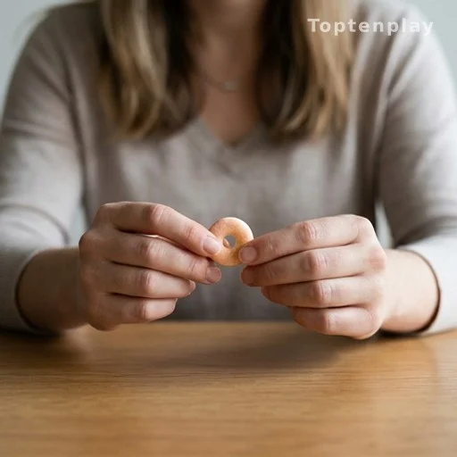 Mains tenant un bonbon en forme de bague, symbole du débat scolaire viral