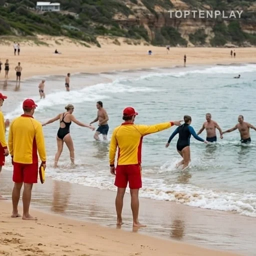 Nageurs rappelés vers une plage surveillée