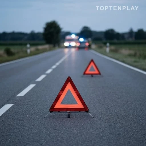 Route départementale après un accident de moto