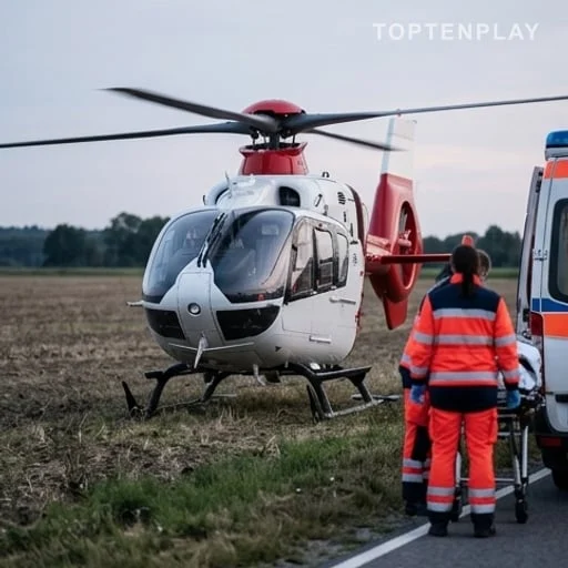 Hélicoptère médicalisé pour transfert en soins intensifs