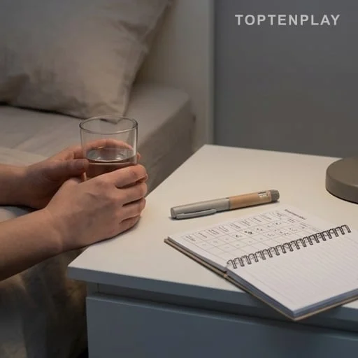 Verre d’eau et carnet de suivi santé