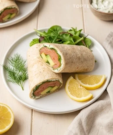 Wrap au Saumon Fumé, Avocat et Sauce Fromage Frais